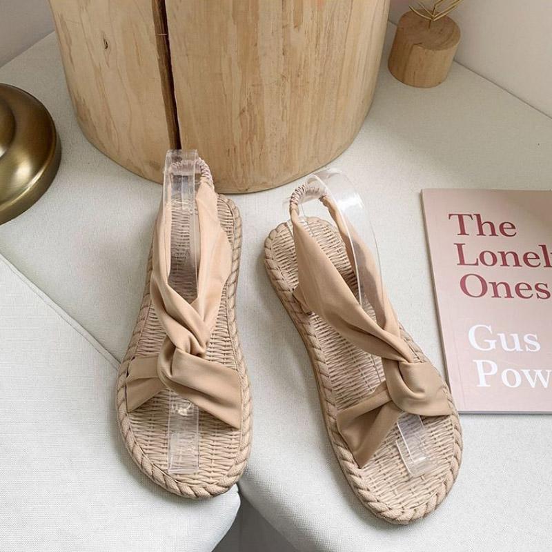 Retro Sandals Women Wild Linen Texture Summer Outdoor Beach Vacation Sandals Home Indoor Slippers