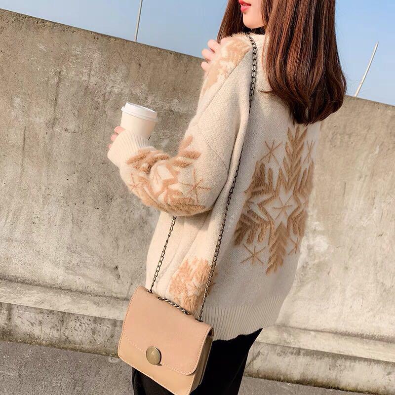 High Neck Sweater Women Thick Warm Autumn and Winter Loose Wild Sweater Christmas Day Wear