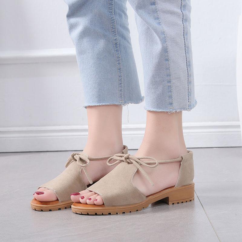 Sandals Women Summer Flat Bottom Korean Fashion Simple Students All-match Sports Lace-up Women's Shoes Sandals Women