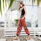 Women's Summer Cotton Silk Breathable Beach Pants Holiday Style Loose Leggings Harem Pants Bloomers Printed Pants