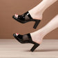 Thick Heel Mesh Slippers Ladies Summer Platform Thick Sole Middle Heel Sandals and Slippers Outerwear