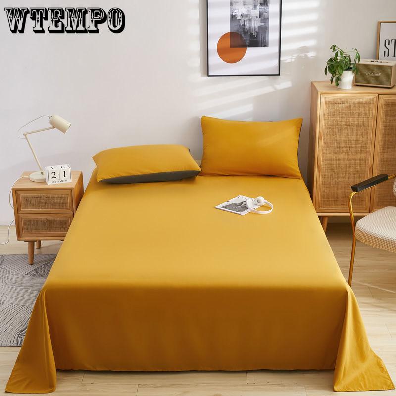 Solid Color Bed Sheet Cotton Mattress Protector Cover Flat Sheet 1pcs Soft Bedclothes Twin Queen King Size