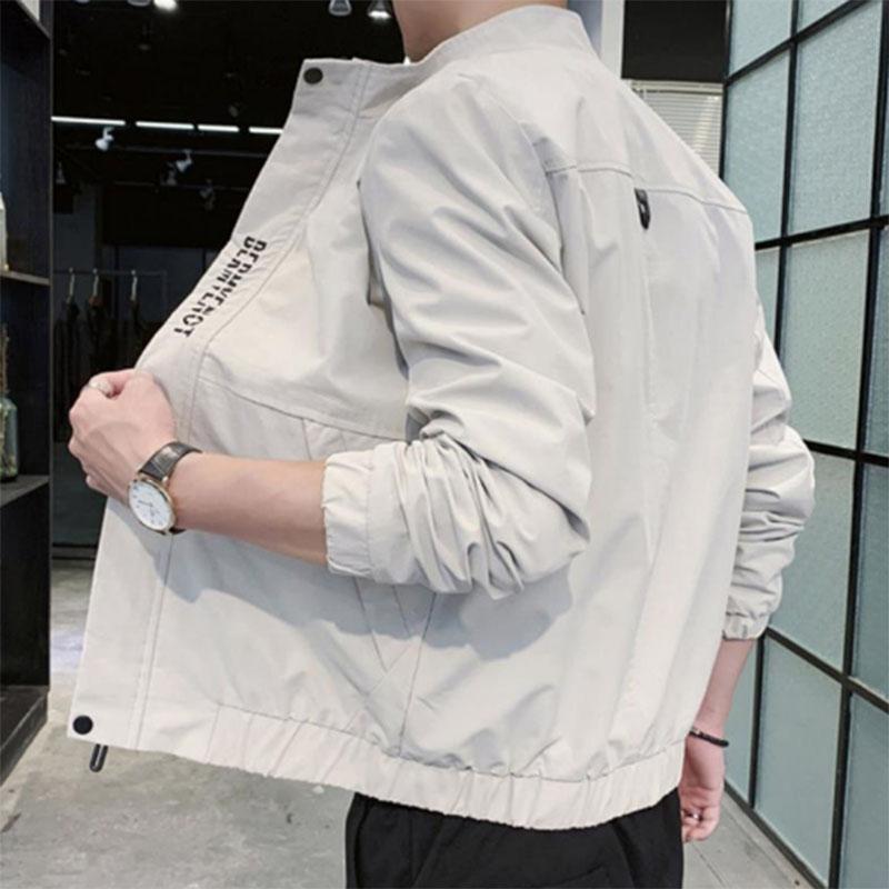 Spring and Autumn Jacket Men's Solid Color Trend Casual Loose Stand Collar Men's Sport Jacket Top Clothes Spring Clothes