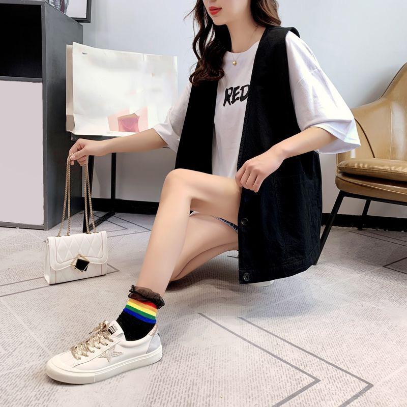 Big Pocket Solid Color Women's Vest Sleeveless Spring and Summer Loose Casual Waistcoat