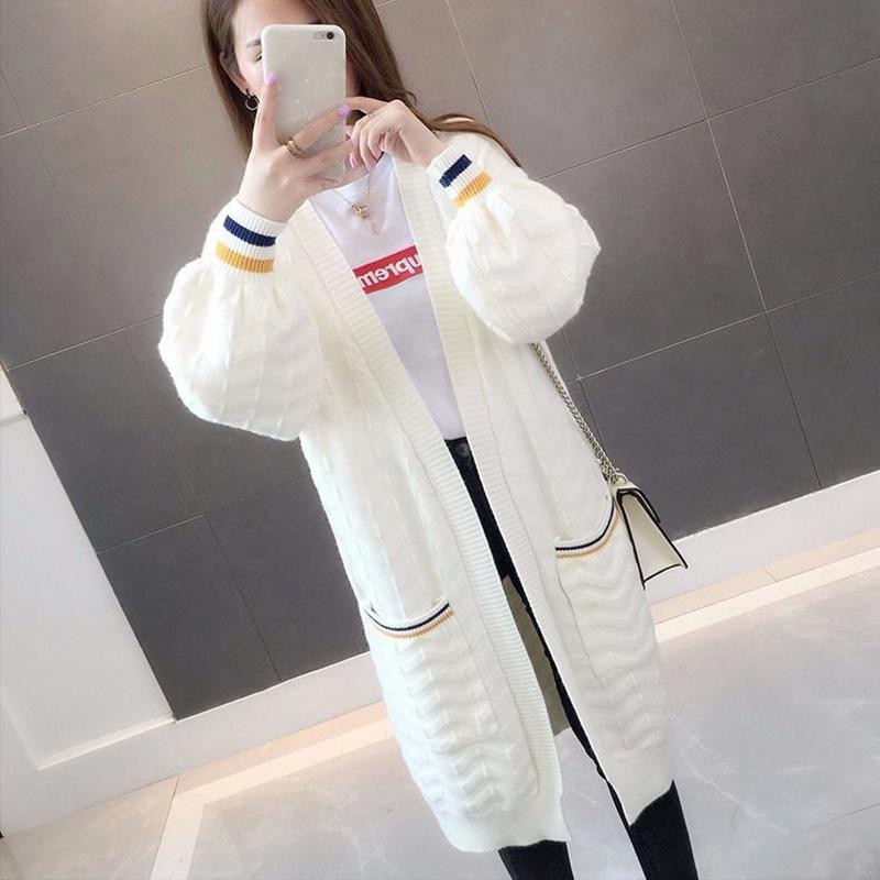 Autumn and Winter Mid-length Knitted Cardigan Loose Casual Sweater Long-sleeved All-match