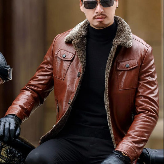 Fashionable Urban Men's Jacket Autumn and Winter Fashion Trend Slim Thickening Plus Velvet Warm Jacket