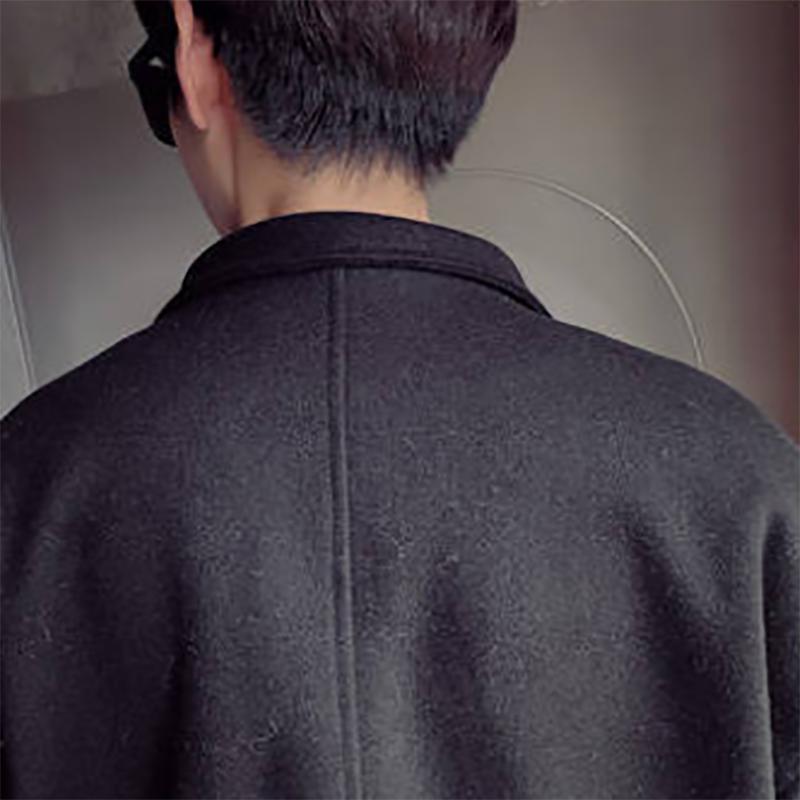 Woolen Jacket Men's Trendy Handsome Jacket Men's Jacket Autumn and Winter Plus Size Plus Cotton Windbreaker Men