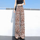 Color Striped Wide-leg Pants Ladies Summer High Waist Loose Thin Ice Silk Straight and Thin Casual Mopping Trousers