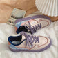 Color-blocking Canvas Shoes Women's Flat-heel Lace-up Student Low-top Purple Fashion Women's Shoes White Shoes