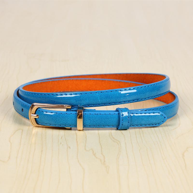 Ladies Belt PU Cowhide Candy Color Thin Belt Casual Jeans Decoration Single Head Buckle