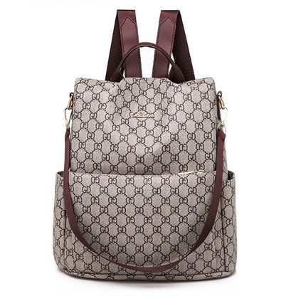 Large-capacity Backpack Ladies Bag Trendy All-match School Bag Leisure Travel Bag Soft Leather Backpack