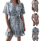 Ladies Floral Dress Summer Women's Sexy Vacation Large Skirt V-neck Lace Short Dress