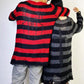 Punk Gothic Long Sweater Dress Plus Size Hollow Out Hole Destroy Pullover Jumper New Oversized Hip Hop Harajuku Striped Sweaters Hip Hop Streetwear