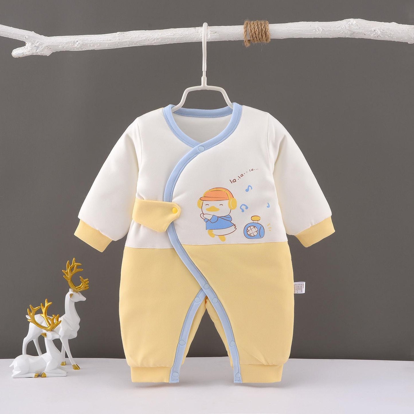 Newborn Baby Bandage One-piece Clothes Cotton Clothes Autumn and Winter Neonatal Long Sleeve Climbing Clothes Men's and Women's Baby Cotton Clothes