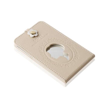PU Ladies Hand-held Makeup Mirror Collapsible Must-have Makeup for Travel Appointment Portable HD Thin and Light