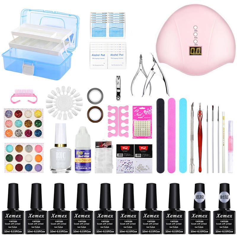 Manicure Set Nail Gel Polish Set Gel Varnish Poly Gel Builder Nail Art Kit 54W UV Lamp Nail Dryer