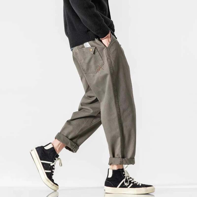 Elastic Waist Large Size Loose Casual Pants Men's Trousers Straight Casual Pants Spring Autumn Sports Pants