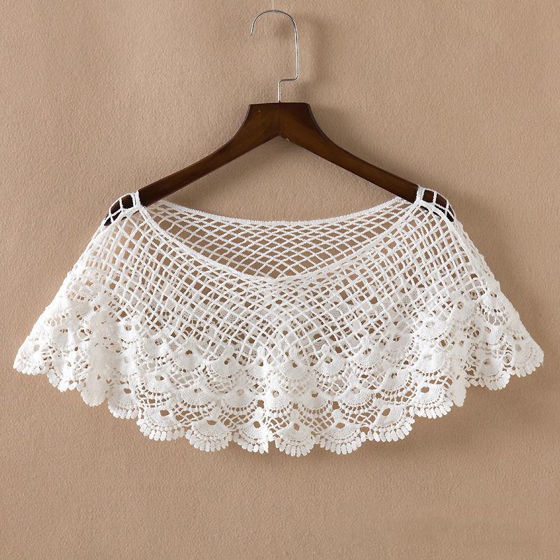 WTEMPO Summer Thin Sunscreen Solid Color Knotted Neckties Hollow Lace Shawl  Versatile  Pair with Dress