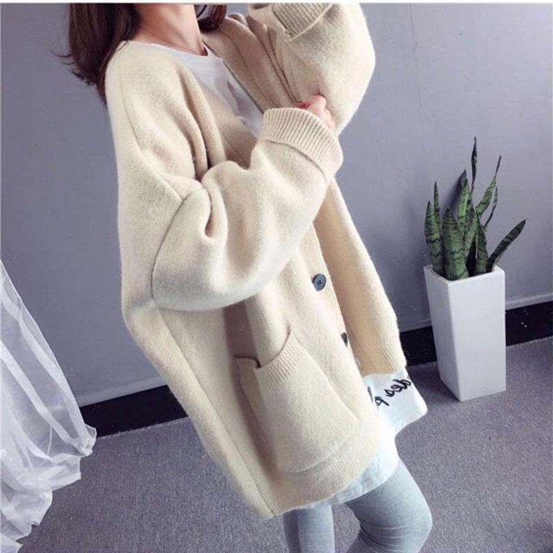 Knitted Cardigan Women Jacket Women Korean Version Loose Students Are Thin and Versatile Thick Sweater Jacket
