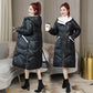 Cotton Jacket Women's Winter Fashion Trend Korean Version of Wild Loose Over The Knee Long Thickened Shiny Color Matching Cotton Jacket