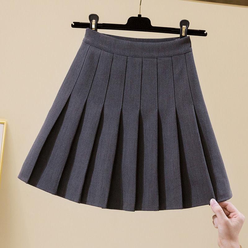 Pleated Skirt Women's Summer College Style High Waist A-line Skirt All-match Short Black Skirt