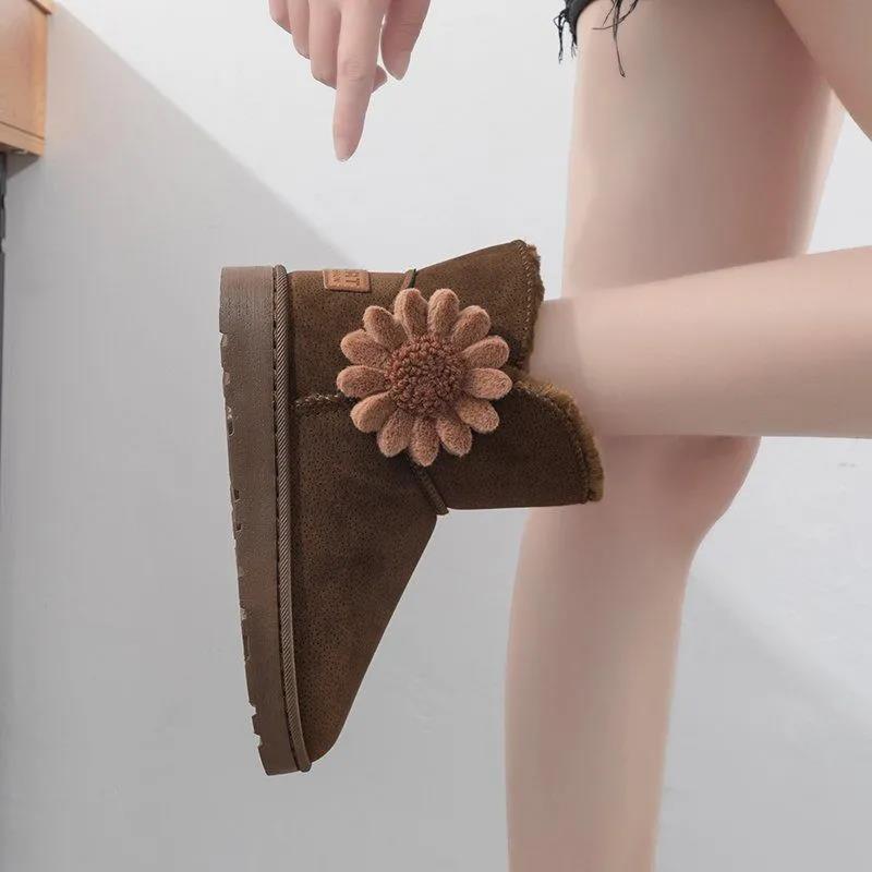 Autumn and Winter Snow Boots Women's Waterproof Cotton Boots Rubber and Velvet Warm and Non-slip Short Boots