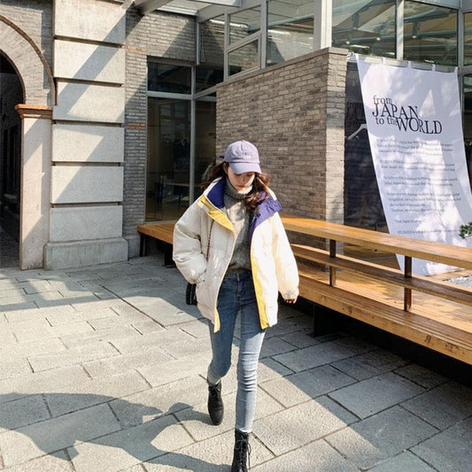 Down Padded Jacket Women Short Small Padded Jacket Women Korean Style Loose Student Bread Jacket Thick Padded Jacket