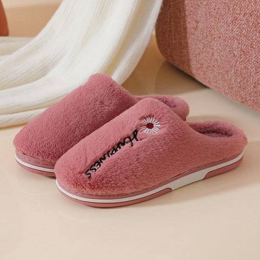 Autumn and Winter Pure Cotton Slippers Indoor Non-slip Soft-soled Shoes Warm Simple Plush Cotton Shoes