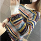 Winter Women Colorful Striped Pullover Sweater Casual Jumper O-Neck Long Sleeves Female Sweater