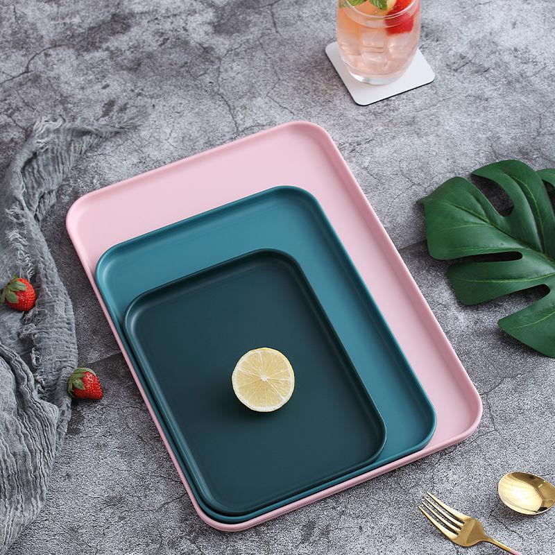 Tea Tray Plastic Tray Rectangular Household Dumplings Cake Bread Special Tray Living Room Fruit Tray Nordic Ins