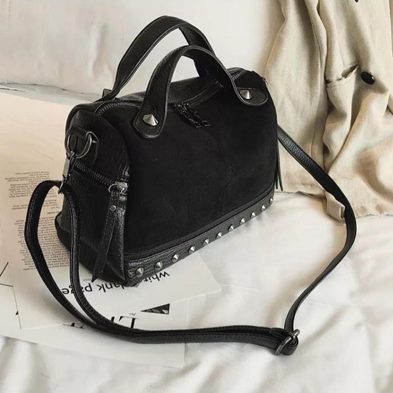 Bag Female Trend Fashion Frosted Rivet Single-shoulder Large-capacity Messenger Bag Boston Bag