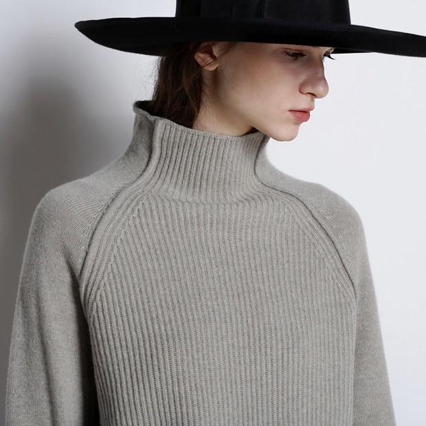 Women Winter Cashmere Turtleneck Thickened Pullover Loose Sweater Loose Knitted Wool Shirt