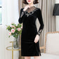 Mid-length plus size skirt lace dress long-sleeved woman spring and autumn dress woman
