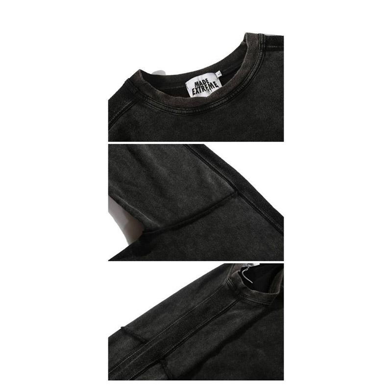 Sweater Men's Autumn and Winter Sleeves Oversize Drop Shoulders Retro Washed Solid Color Top Loose Casual Cool Men's Tops