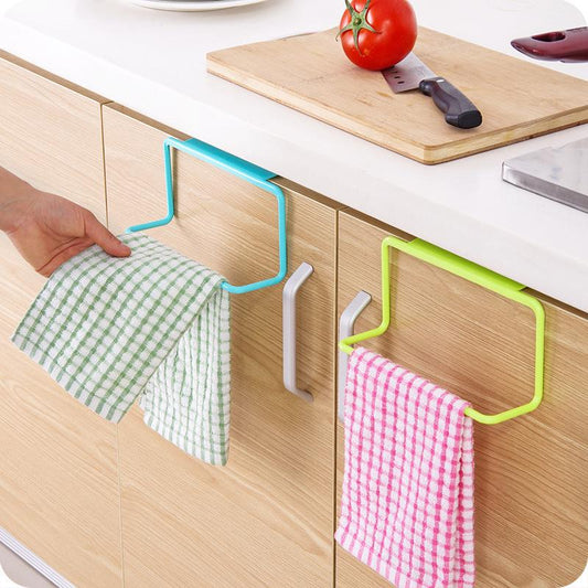 4Pcs Towel Rack Cabinet Door Back Type Single Rod Plastic Rag Rack Drawer Hanging Towel Bar Holder Racks