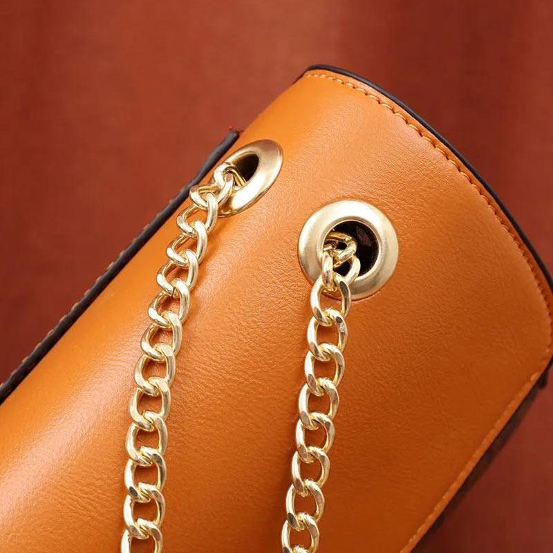 Ladies Leather Texture Brown Bag Camellia Casual Fashion Versatile One Shoulder Messenger Bag