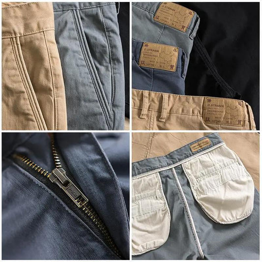 Autumn Men's Loose Straight Casual Pants Natural Washed Fishbone Micro-elastic Overalls Men's Pants