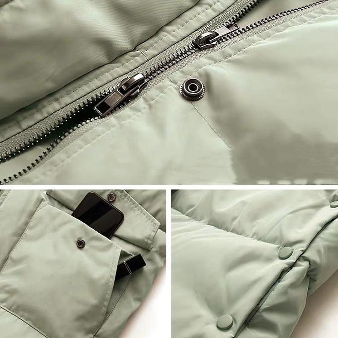 Autumn and Winter Fluffy Big Fur Collar Down Padded Jacket Women's Mid-length Plus Size Loose Padded Padded Over-knee Bread Jacket Padded Jacket