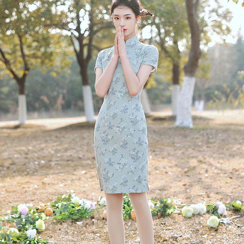 2021 Cheongsam Summer Young Little Man Improved Dress Yellow Daily Girl Retro Temperament