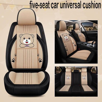 Fully surrounded four seasons universal cushion cartoon car cushion mesh linen seat cover