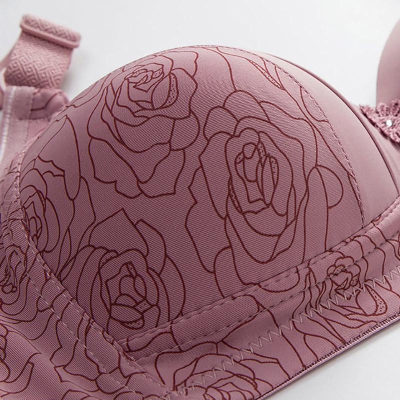 Spring and Summer Thin Section Large Size Anti-sagging Breasts No Steel Ring No Magnetic Gathered Women's Underwear Bra