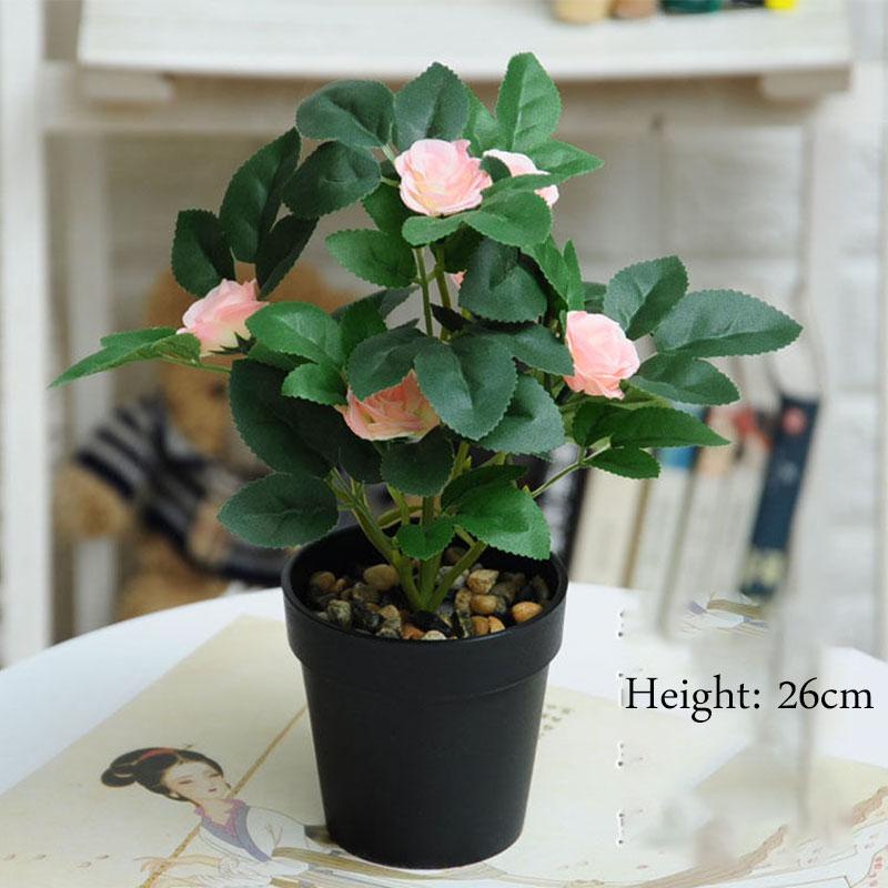 Silk Flower Plastic Flower Small Potted Bonsai Floor Decoration Artificial Flower Furnishings Living Room Table Decoration Floristry Plant
