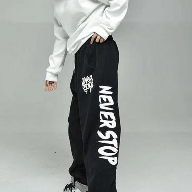 Female Hip-hop Hip-hop Loose Black Spring and Autumn High-waisted Track Pants Jazz Hiphop Trend Casual Pants
