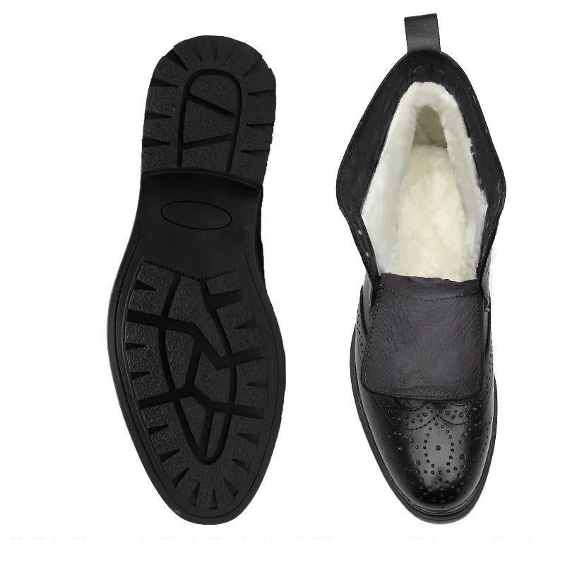 Martin Boots Men's Real Cowhide Mid-cut Boots Men's Casual Shoes Business Shoes Men's Boots Black Shoes Plush Shoes