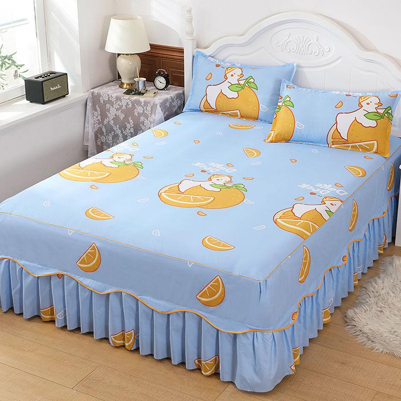 Skin-friendly Sanding Bed Skirt Bedroom Student Dormitory Pillowcase Quilt Cover Bed Cover Bedding