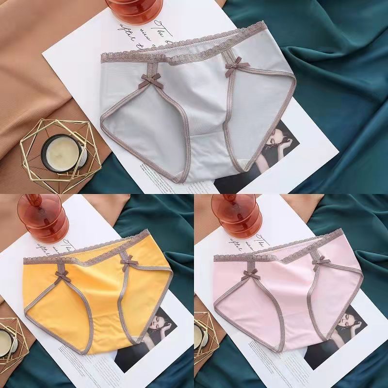 3PCS High-end Seamless Ladies Underwear Female Cotton Inner File Mid-waist Student Girl Sexy High Elastic Breathable Bag Hip Briefs