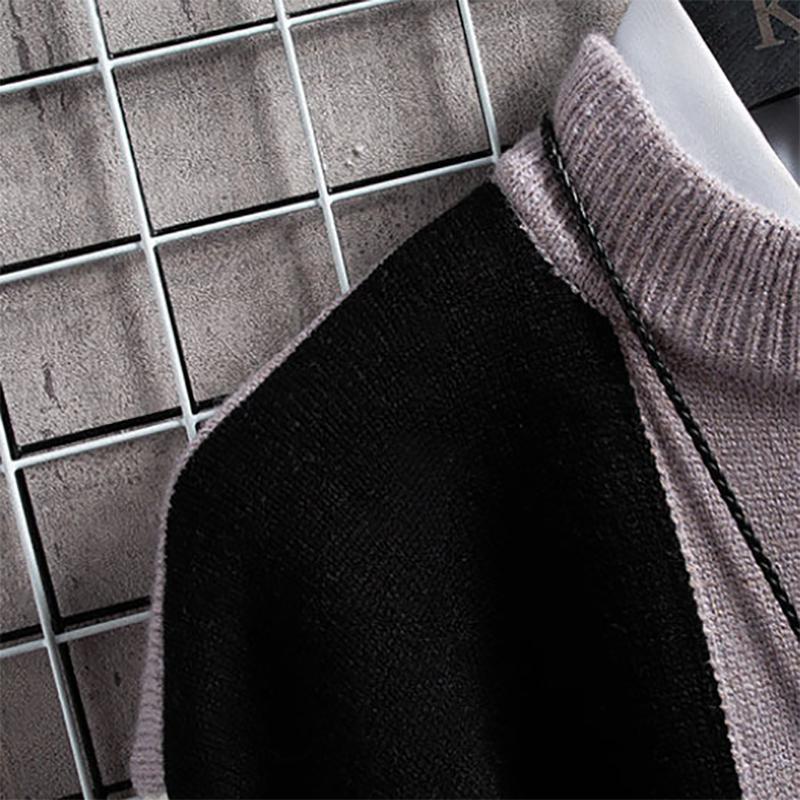 Men's Sweatshirts Autumn Mid-collar Thick Section Half High Neck Youth Knit Sweater Color Matching Men Sweater