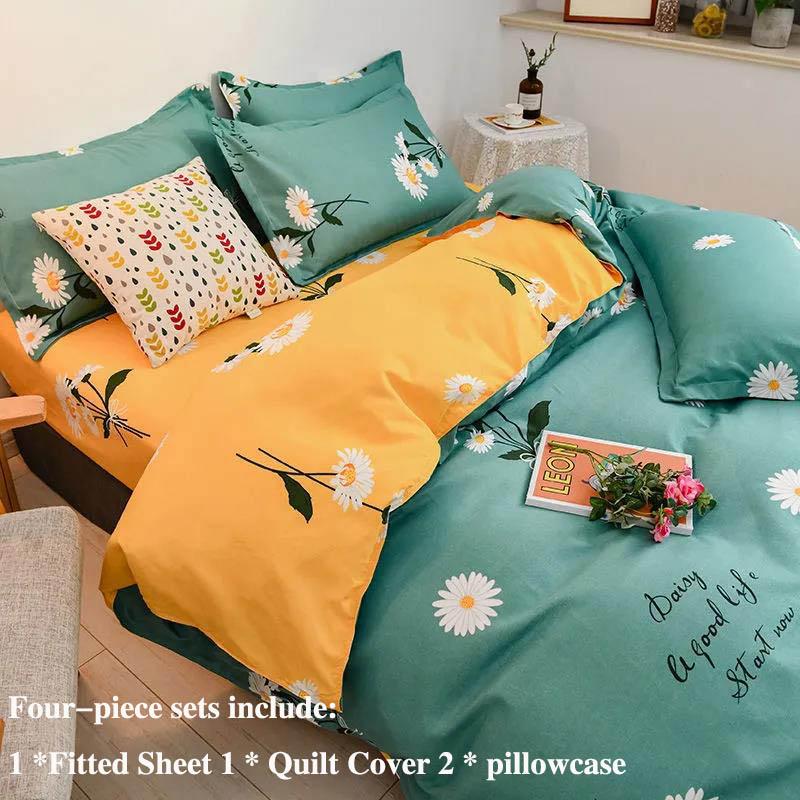Fitted Sheet Bed Suit Four-piece Set of 1.5 Meters 1.8 M Bed Thick Grinding Cotton Home Bed Set of Gravar