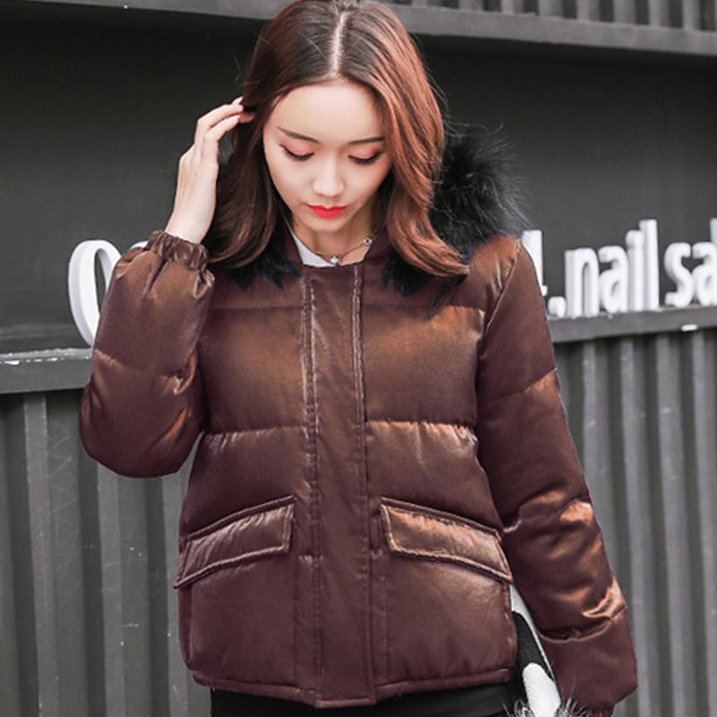 Winter Fashion Trend Big Fur Collar Padded Coat Plus Size Coat Women Short All-match Cotton Coat