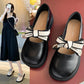 Female British Loafers Summer Small Leather Shoes Retro Medium Heel Comfortable Shoes Cute Low Wedge Lady Shoes with Skirt Lolita Shoes for Girls
